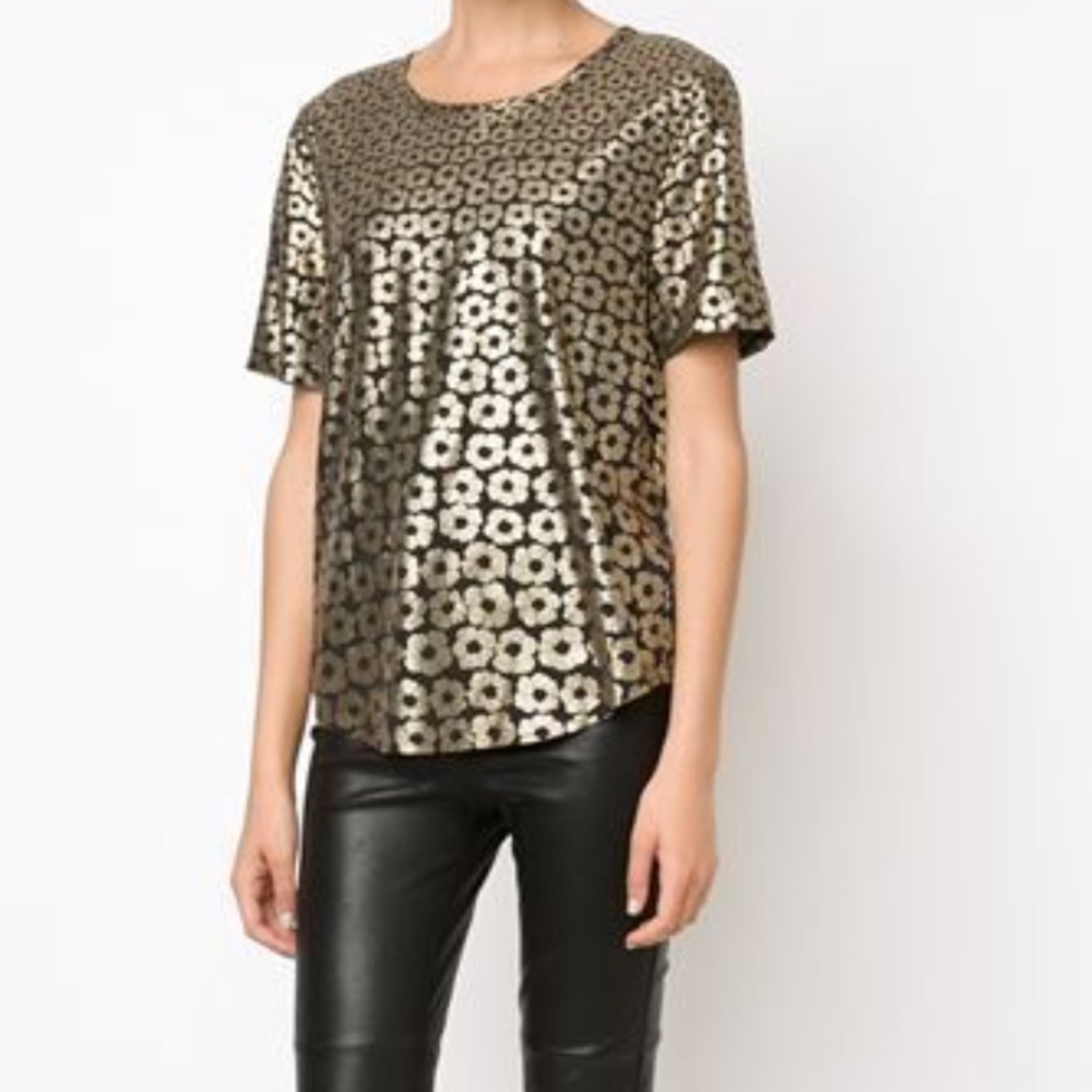 Equipment Femme Black & Gold Flower Shirt